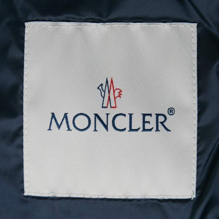 Pre Owned Moncler Navy Blue Nylon New Amaury Packable Down Jacket 4Yrs