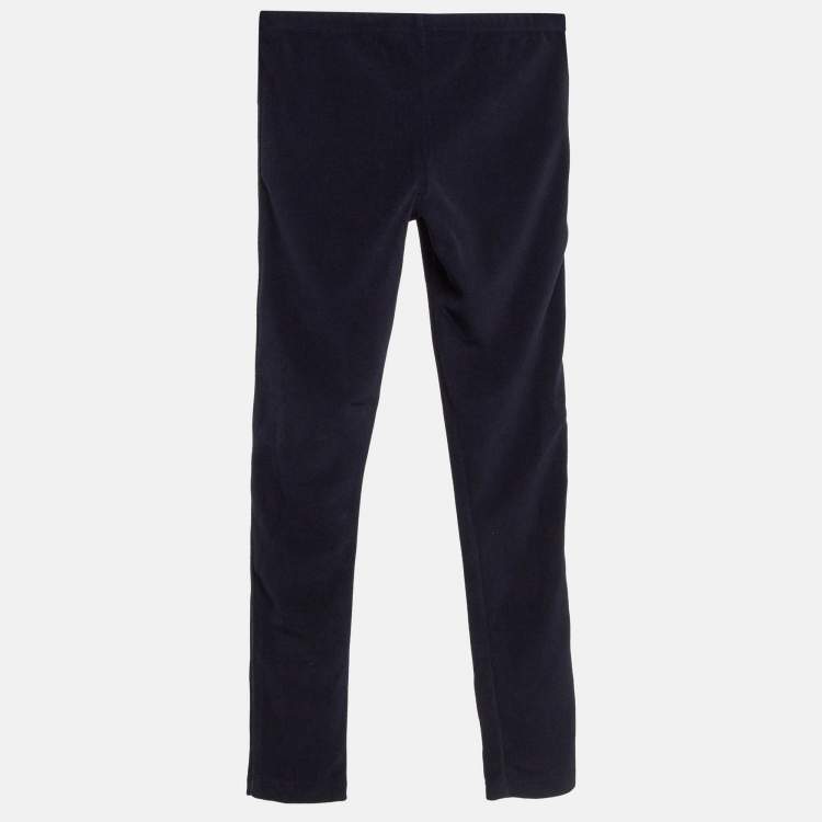Pre Owned Moncler Navy Blue Velvet Knit Leggings 12 Yrs
