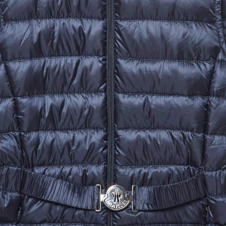 Pre Owned Moncler Navy Blue Synthetic Quilted Down Jacket 12 Yrs