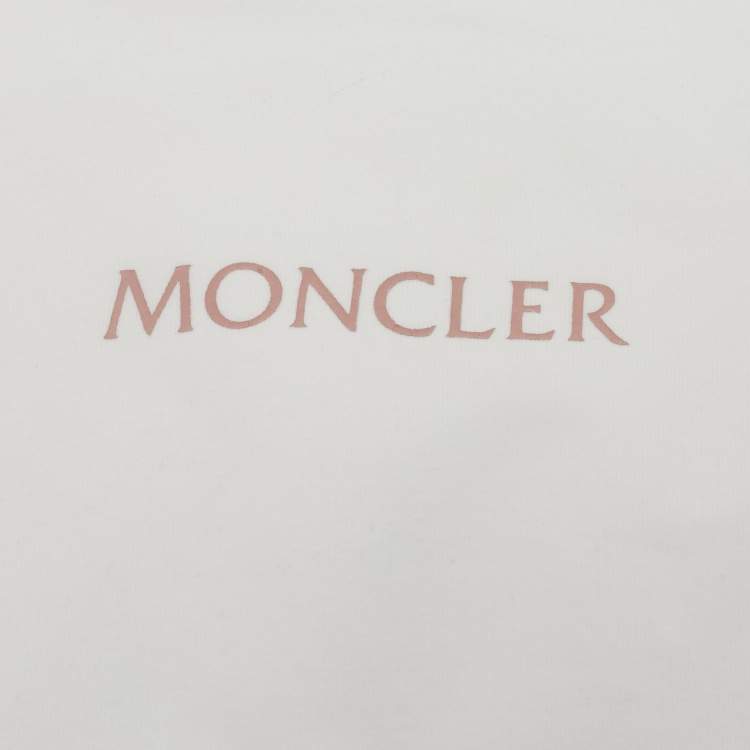 Pre Owned Moncler White Logo Print Cotton Panel Detail Sweatshirt 2 Yrs