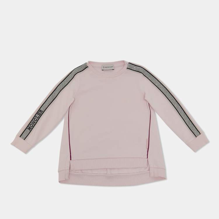 Pre Owned Moncler Kids Pink Cotton Tape Trimmed Sweatshirt 2 Yrs