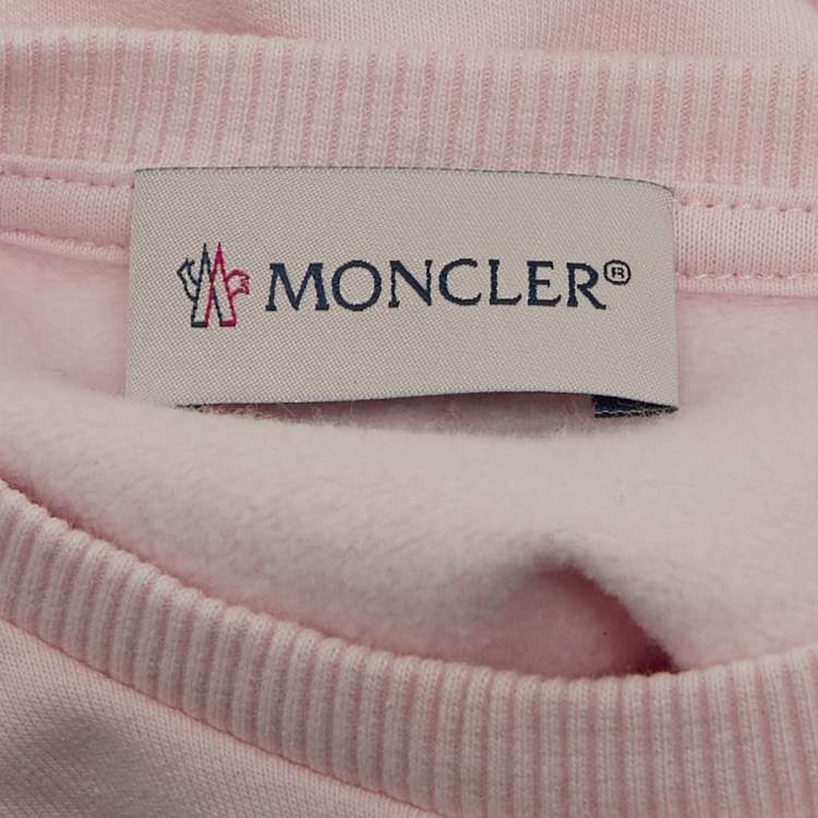 Pre Owned Moncler Kids Pink Cotton Tape Trimmed Sweatshirt 2 Yrs