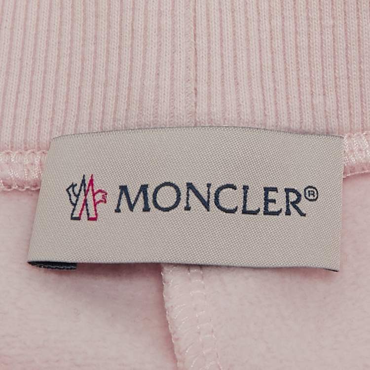 Pre Owned Moncler Kids Pink Cotton Knit Tape Trimmed Trackpants 2 Yrs