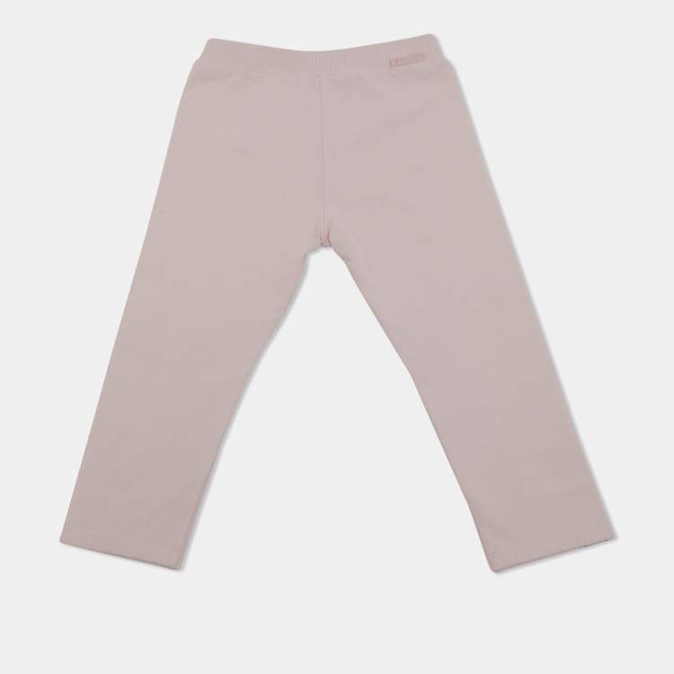 Pre Owned Moncler Kids Pink Cotton Knit Tape Trimmed Trackpants 2 Yrs