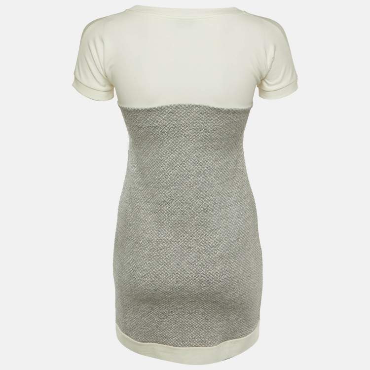 Pre Owned Moncler Kids Grey Textured Knit Midi Dress Size 12 Years