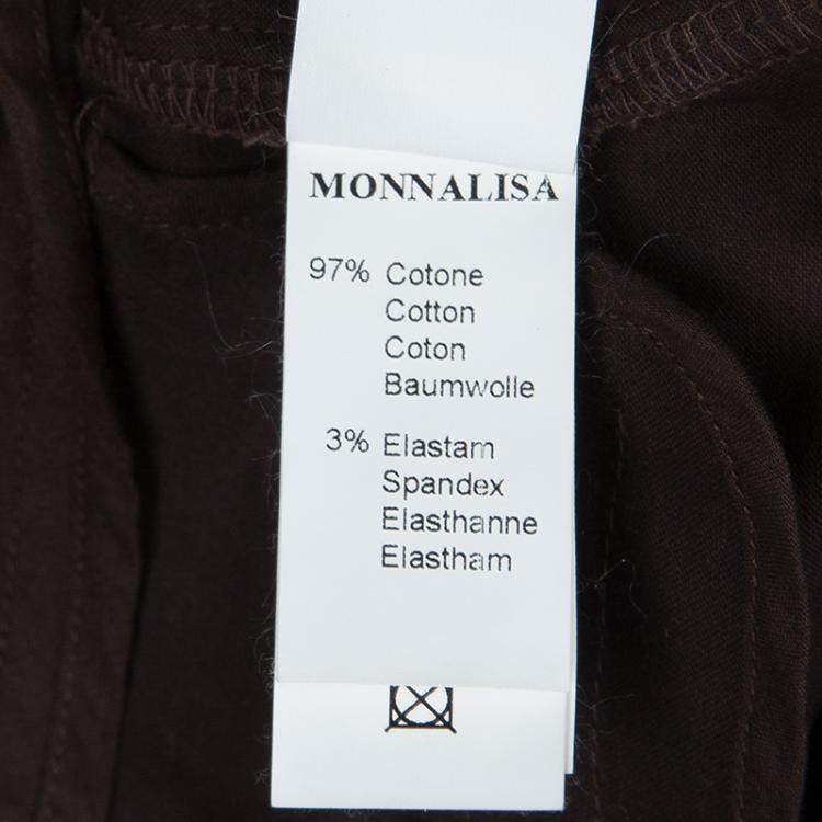Pre Owned Monnalisa Dark Brown Sequin Embellished Belted Cotton Pants 8 Yrs