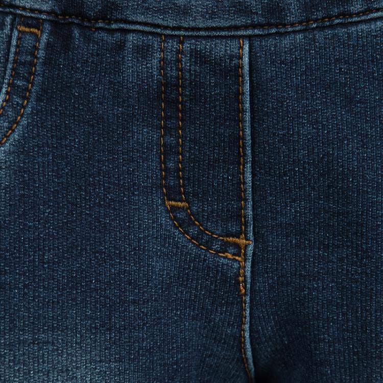 Pre Owned Monnalisa Washed Indigo Terry Embellished Side Stripe Detail Jeggings 10 Yrs