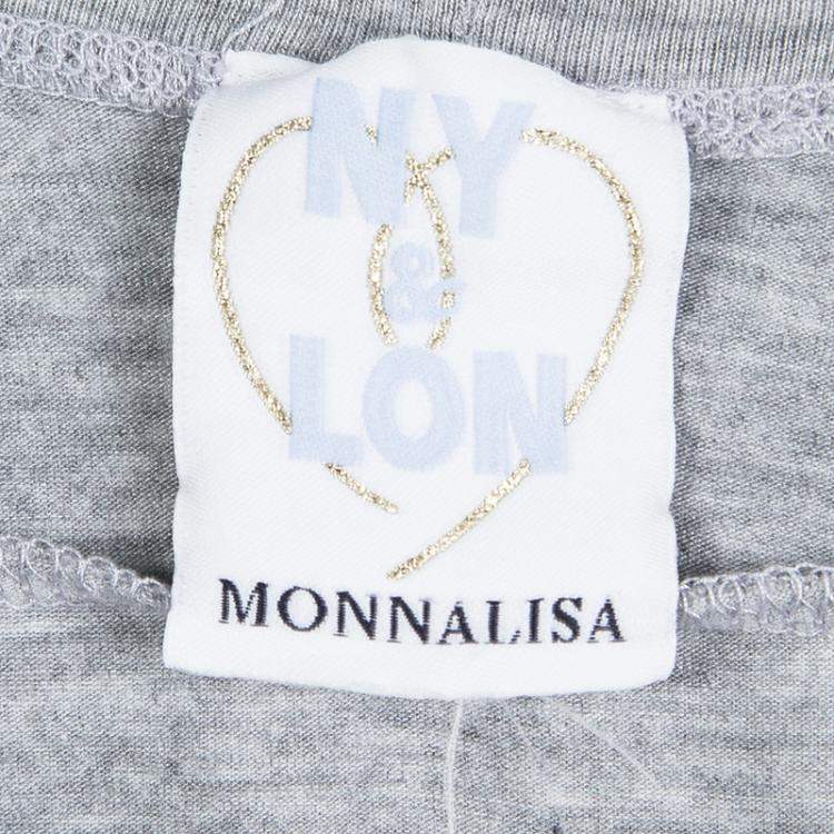 Pre Owned Monnalisa NY & LON Grey Daisy Duck and Minnie Mouse Printed T-shirt 10 Yrs
