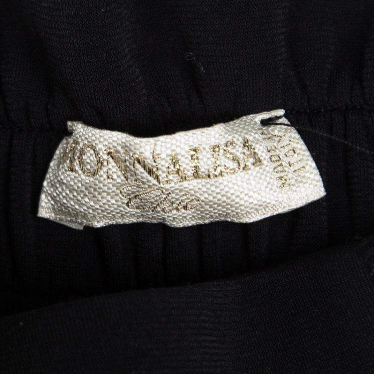 Pre Owned Monnalisa Monochrome Rose Emroidered Gathered Skirt 4 Yrs