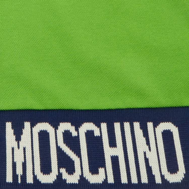 Pre Owned Moschino Kids Green Logo Intarsia Cotton Polo T-Shirt 4 Yrs