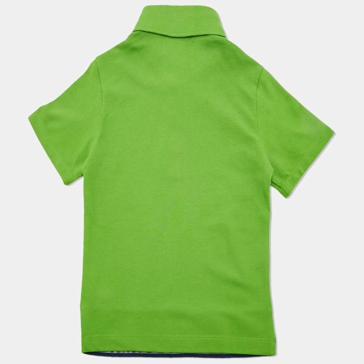 Pre Owned Moschino Kids Green Logo Intarsia Cotton Polo T-Shirt 4 Yrs