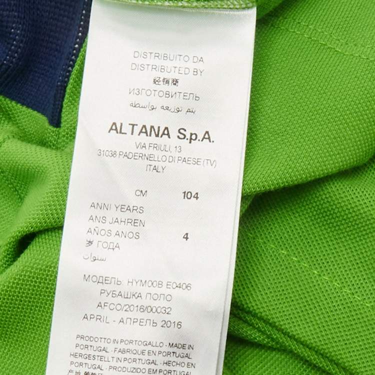 Pre Owned Moschino Kids Green Logo Intarsia Cotton Polo T-Shirt 4 Yrs