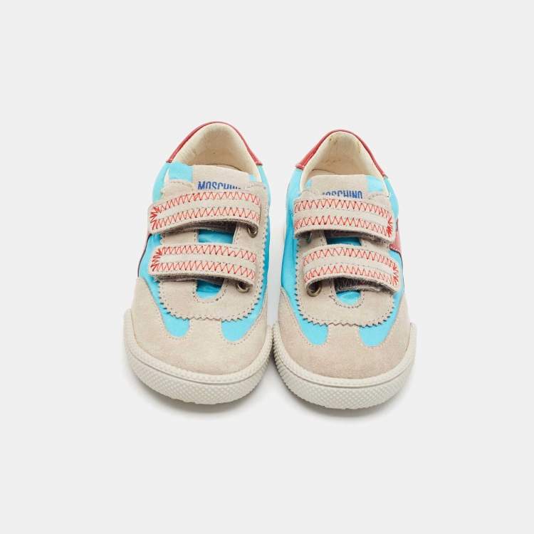 Pre Owned Moschino Multicolor Suede and Leather Low Top Sneakers Size 24