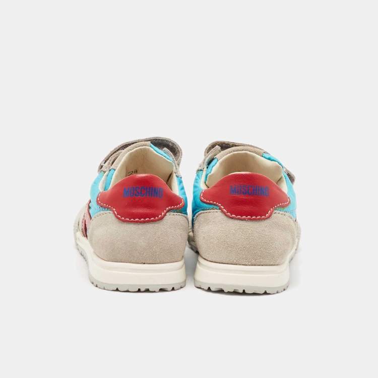 Pre Owned Moschino Multicolor Suede and Leather Low Top Sneakers Size 24