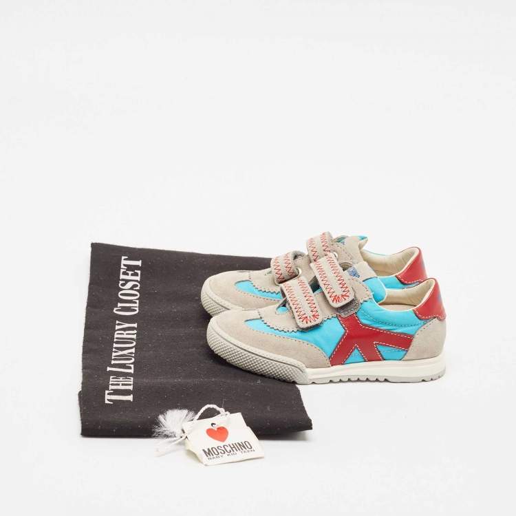 Pre Owned Moschino Multicolor Suede and Leather Low Top Sneakers Size 24