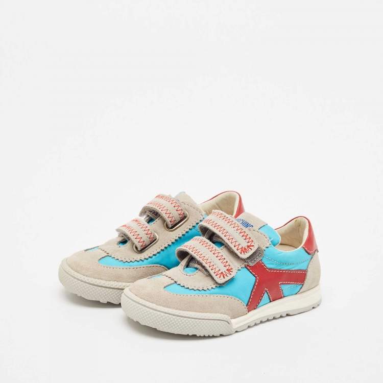 Pre Owned Moschino Multicolor Suede and Leather Low Top Sneakers Size 24