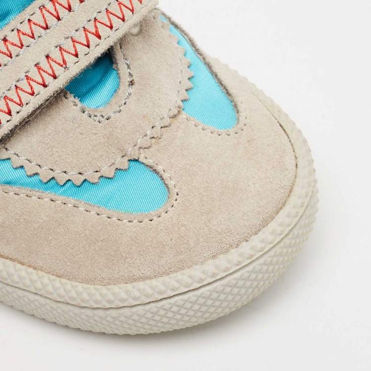 Pre Owned Moschino Multicolor Suede and Leather Low Top Sneakers Size 24