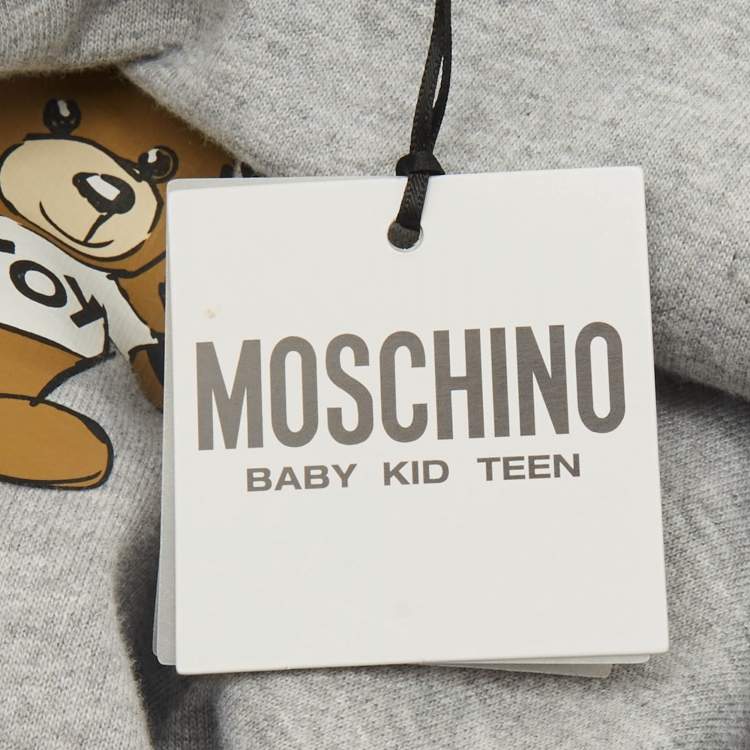 Pre Owned Moschino Teen Grey Teddy Print Cotton Crewneck Sweatshirt 14 Yrs 