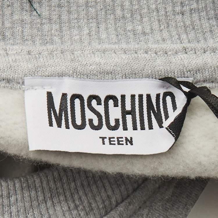 Pre Owned Moschino Teen Grey Teddy Print Cotton Crewneck Sweatshirt 14 Yrs 