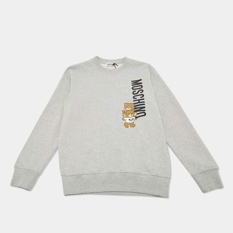 Pre Owned Moschino Teen Grey Teddy Print Cotton Crewneck Sweatshirt 14 Yrs 