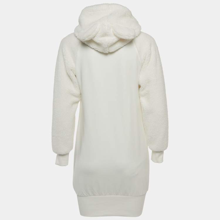 Pre Owned Moschino Teen White Teddy Bear Cotton Hoodie Dress (12 Yrs)