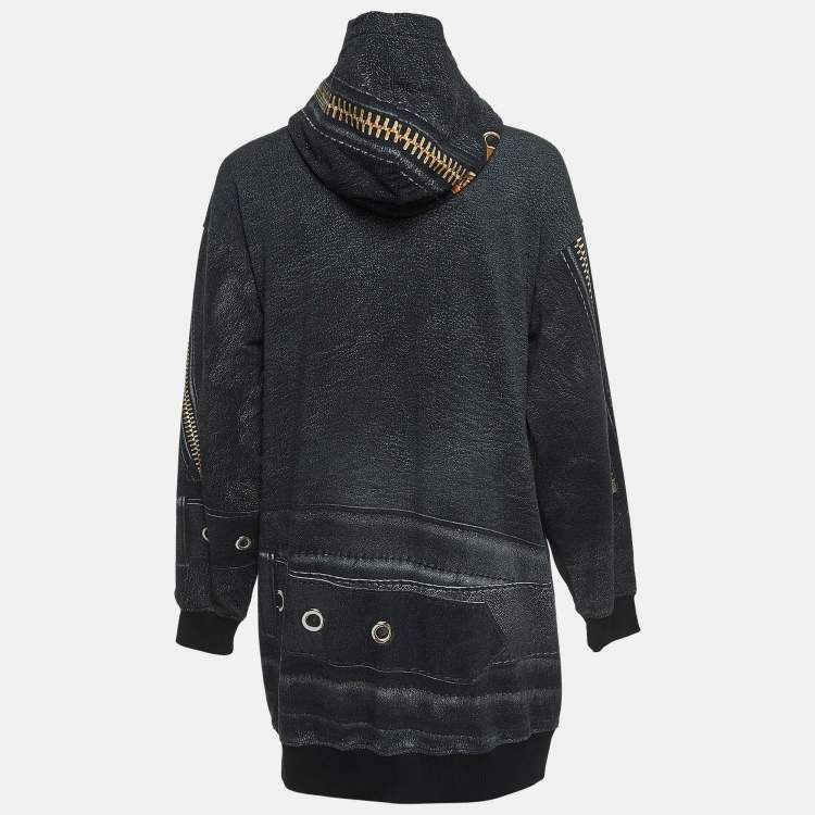 Pre Owned Moschino Teen Grey Printed Cotton Hoodie Dress (12 Yrs)
