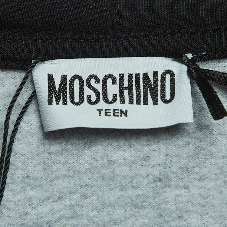 Pre Owned Moschino Teen Grey Printed Cotton Hoodie Dress (12 Yrs)