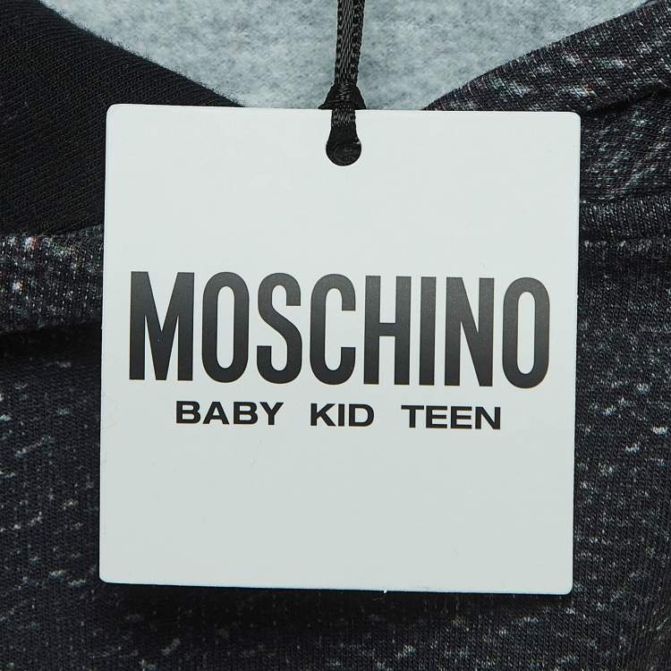 Pre Owned Moschino Teen Grey Printed Cotton Hoodie Dress (12 Yrs)