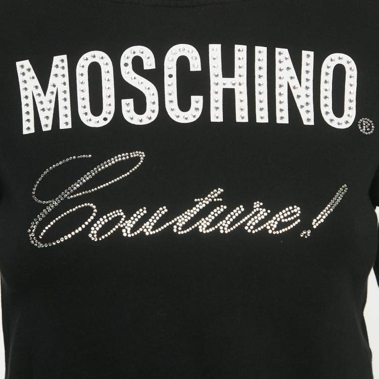 Pre Owned Moschino Black Cotton Rhinestone Sweatshirt 8 Yrs