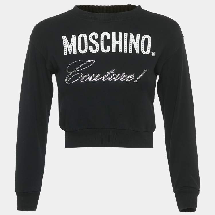 Pre Owned Moschino Black Cotton Rhinestone Sweatshirt 8 Yrs