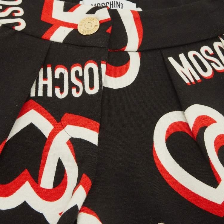 Pre Owned Moschino Kids Black Logo Print Cotton Shorts Set 4Yrs