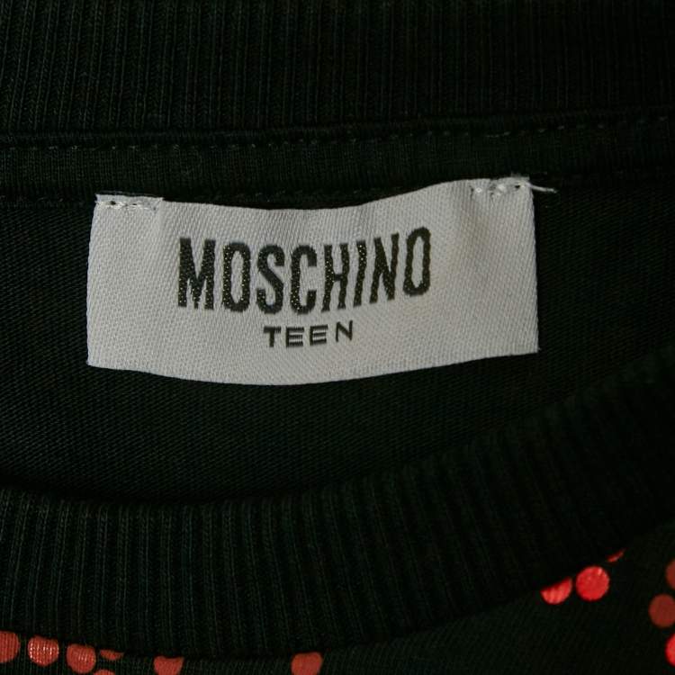 Pre Owned Moschino Teen Black Printed Jersey Crewneck T-Shirt 10Yrs
