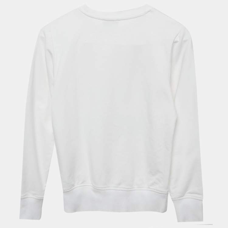 مملوكة مسبقًا Moschino Teen White Sequin Teddy Bear Cotton Knit Sweatshirt 14 Years