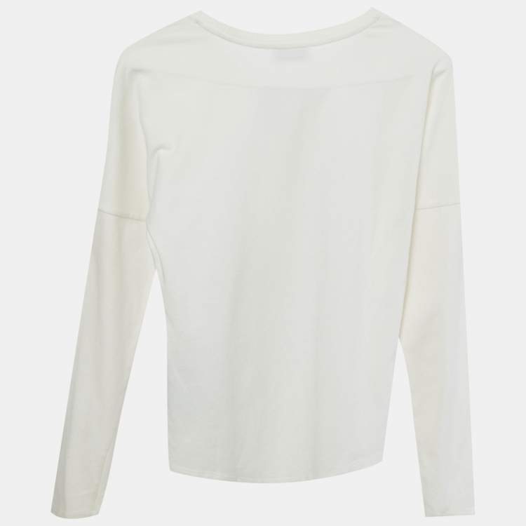 Pre Owned Moschino Teen White Cotton Knit Rhinestone Detail Top 14 Yrs