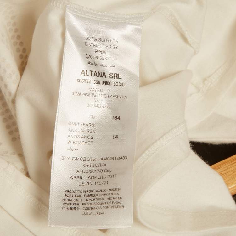 Pre Owned Moschino Teen White Cotton Knit Rhinestone Detail Top 14 Yrs