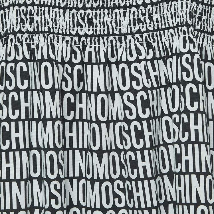Pre Owned Moschino Teen Black/White Logo Print Cotton Poplin Dress (10 Yrs)