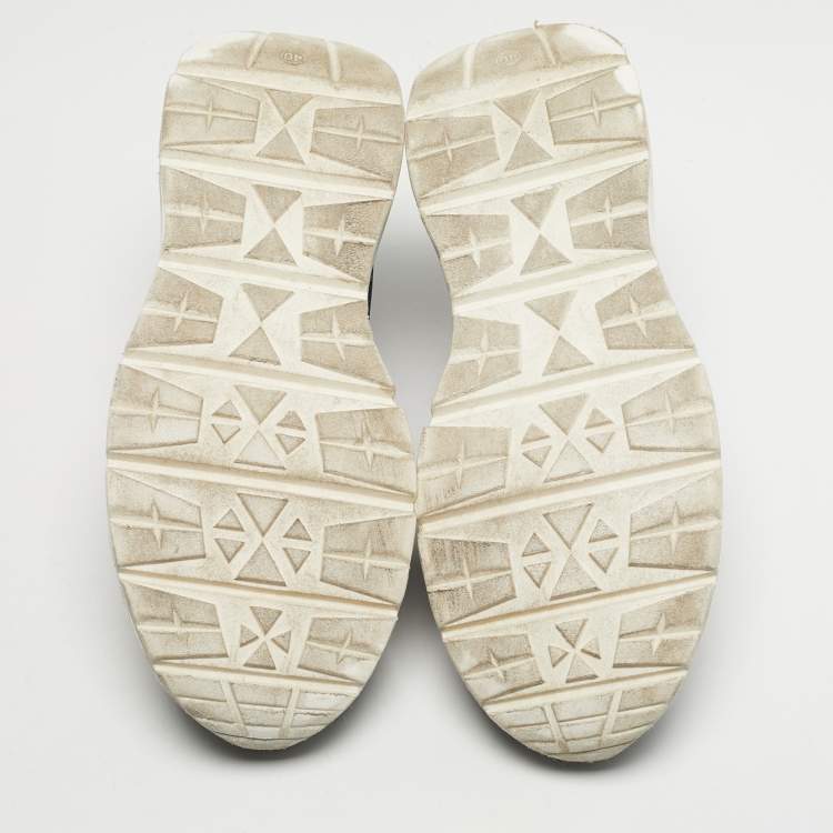 Pre Owned N°21 Black Knit Fabric and Leather Lace Up Sneakers Size 40