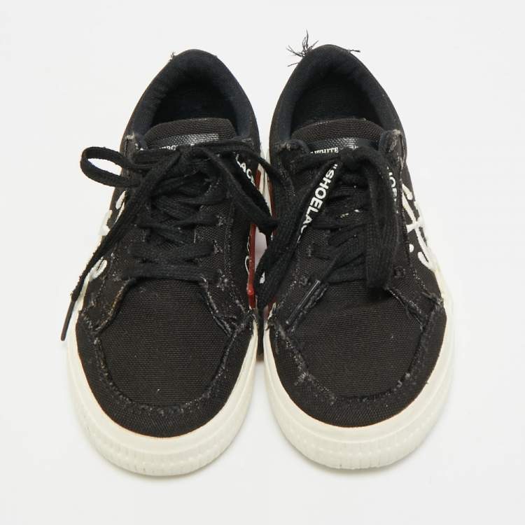 Pre Owned Off-White Vulcanized Size 26 Black Canvas Low Top Sneakers
