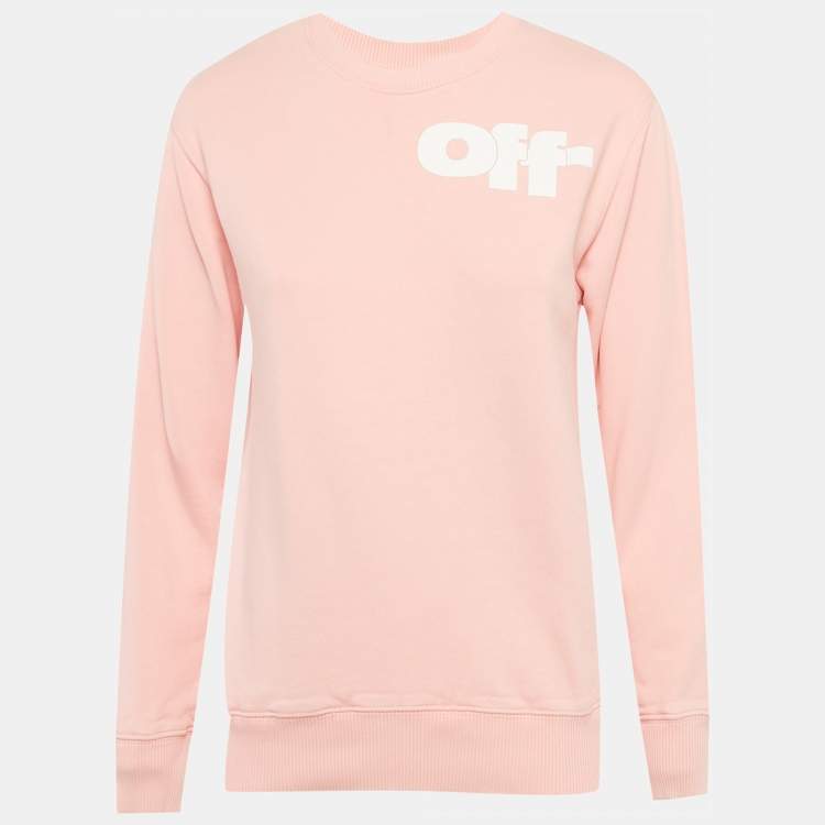 Pre Owned Off-White Kids Pink Logo Print Cotton Sweatshirt 10Yrs