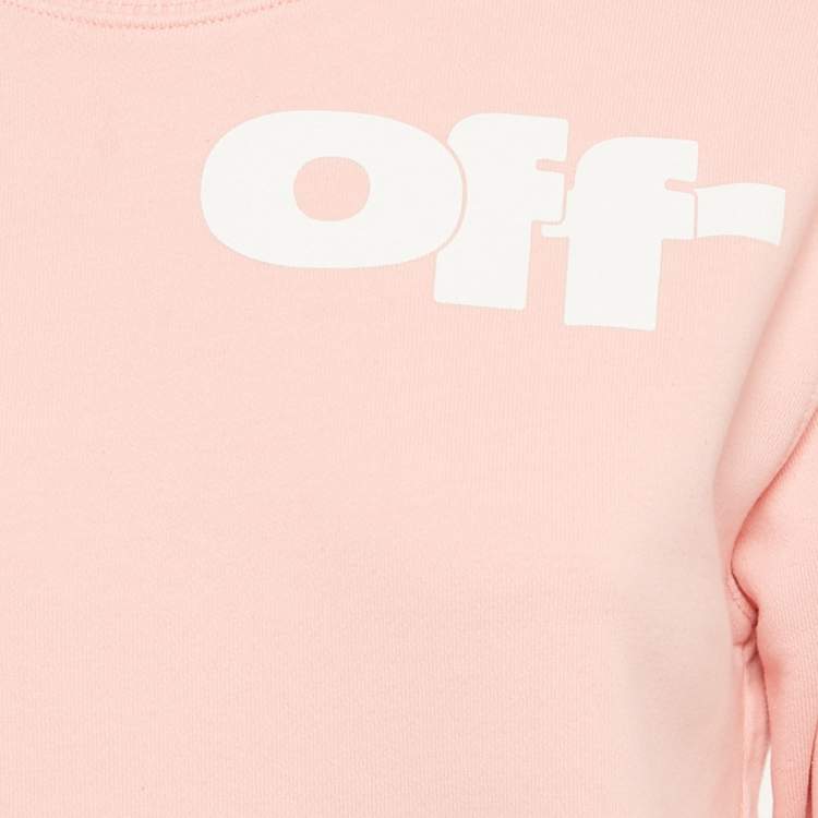 Pre Owned Off-White Kids Pink Logo Print Cotton Sweatshirt 10Yrs