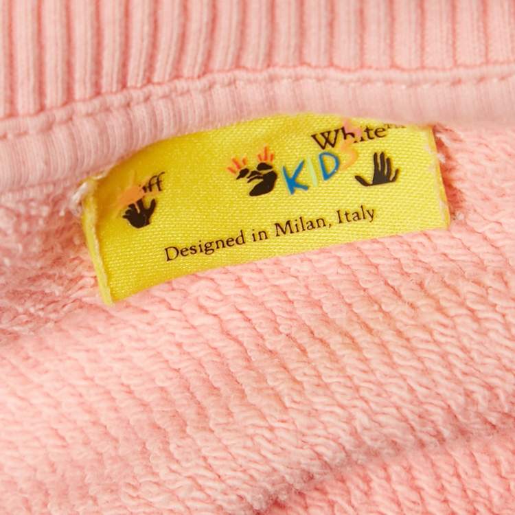 Pre Owned Off-White Kids Pink Logo Print Cotton Sweatshirt 10Yrs
