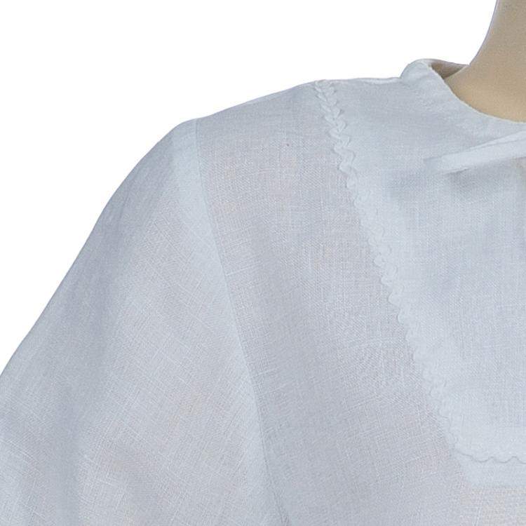 Pre Owned Oscar de la Renta White Linen Long Sleeve Dress 5 Yrs