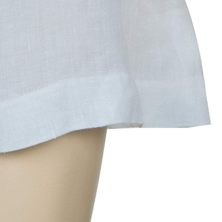 Pre Owned Oscar de la Renta White Linen Long Sleeve Dress 5 Yrs