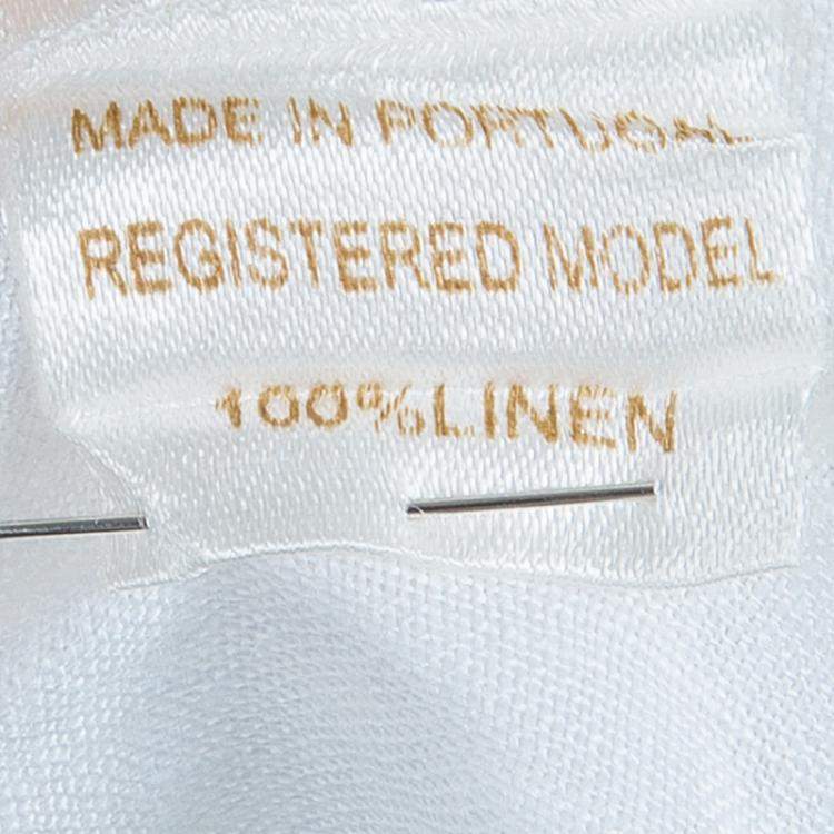 Pre Owned Oscar de la Renta White Linen Long Sleeve Dress 5 Yrs