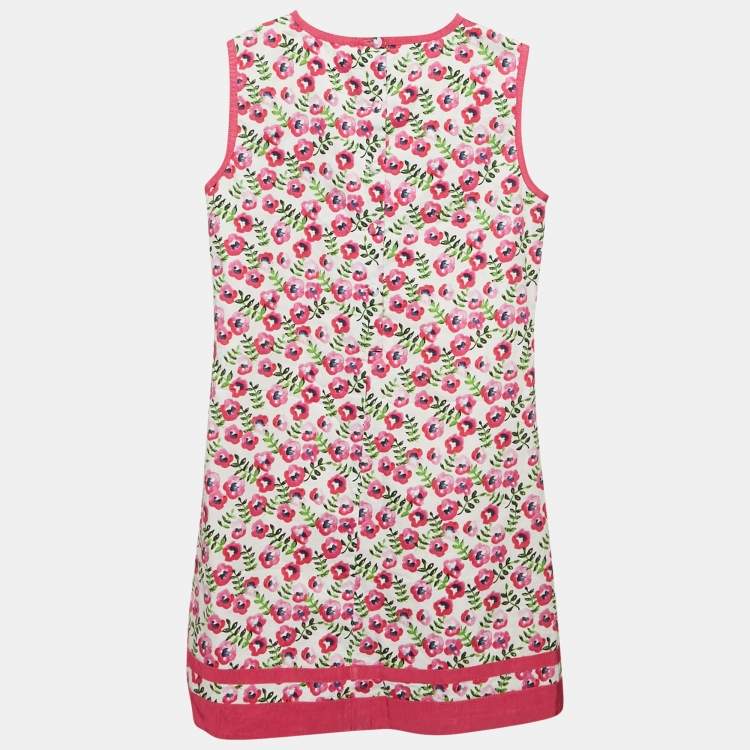 Pre Owned Oscar de la Renta Kids Pink Floral Print Cotton Sleeveless Dress 12 Yrs