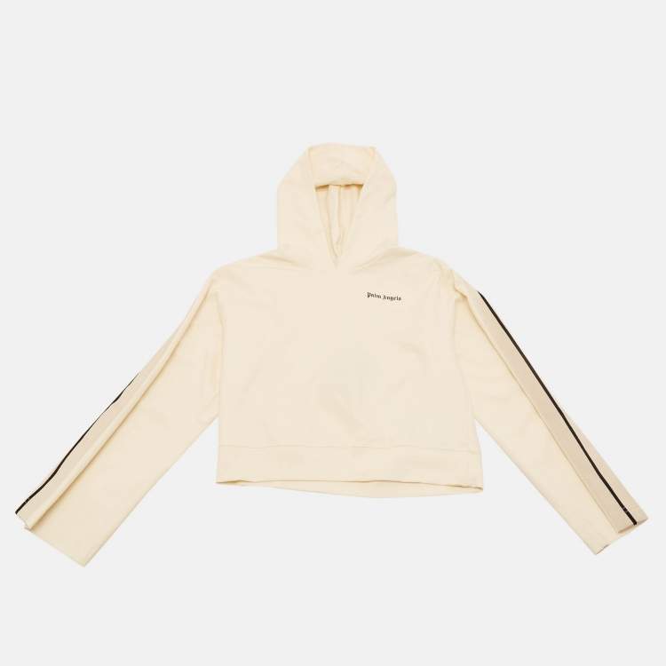 Pre Owned Palm Angels Kids Cream Jersey Hooded Sweatshirt 12 Yrs