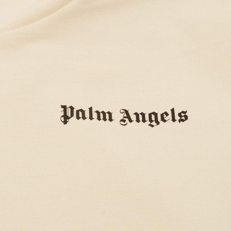 Pre Owned Palm Angels Kids Cream Jersey Hooded Sweatshirt 12 Yrs