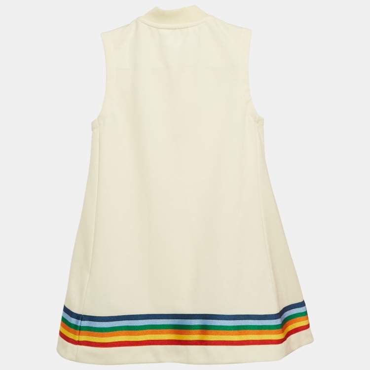 Pre Owned Palm Angels Kids Cream Rainbow Trim Track Dress 6 Yrs