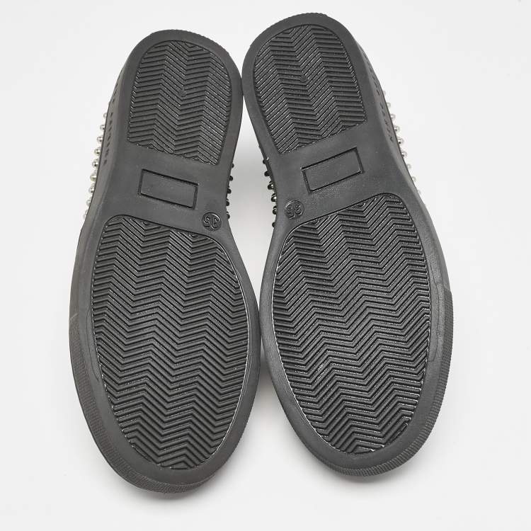Pre Owned Philipp Plein Black Leather Studded Medicine Sneakers Size 35