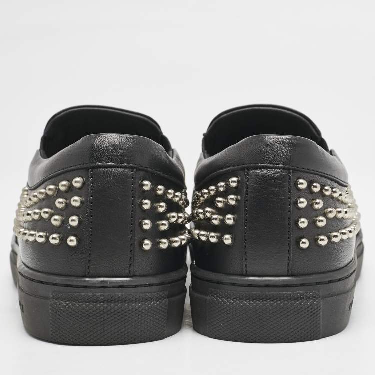 Pre Owned Philipp Plein Black Leather Studded Medicine Sneakers Size 35